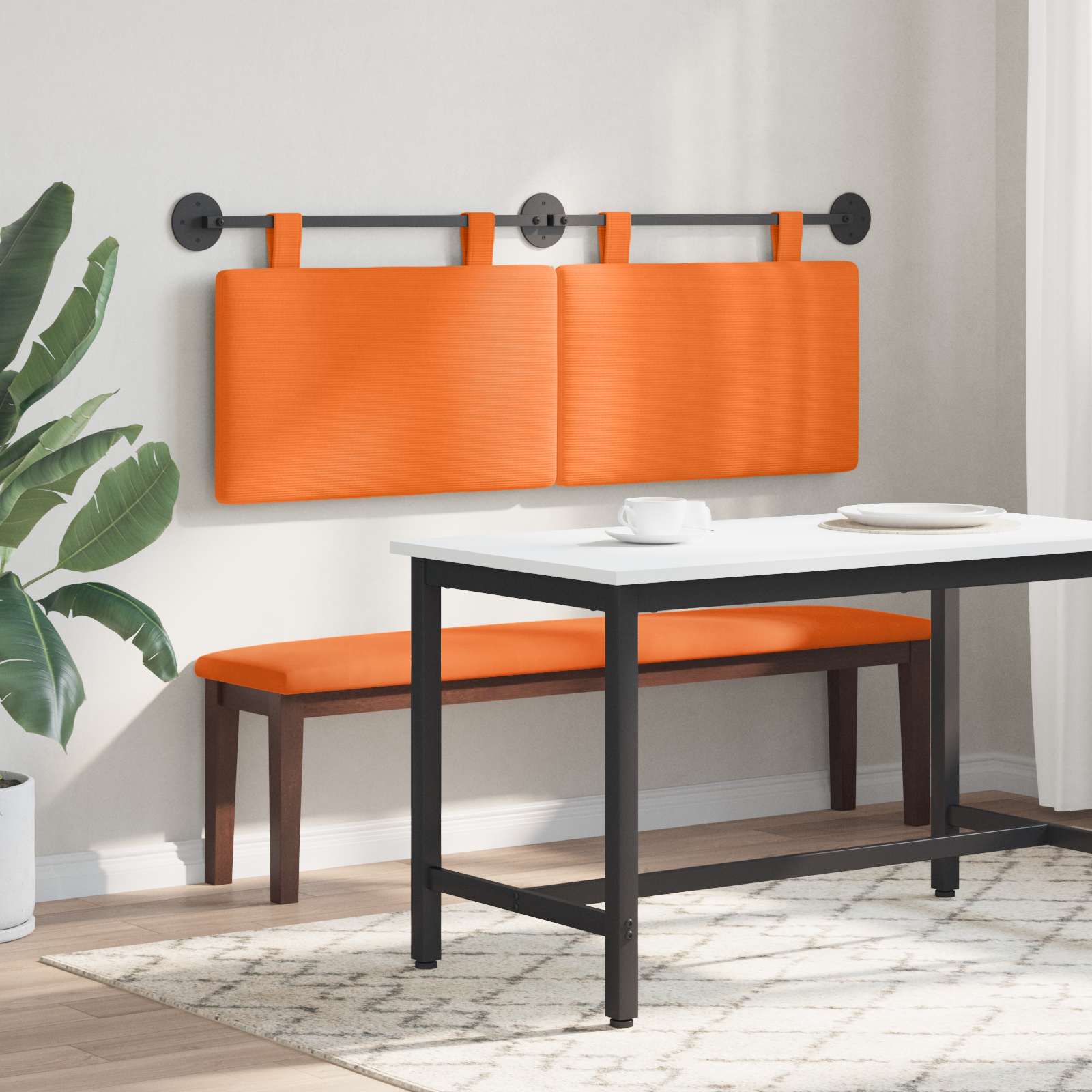 Tête de lit suspendue Orange Tissu en velours côtelé - XIOS