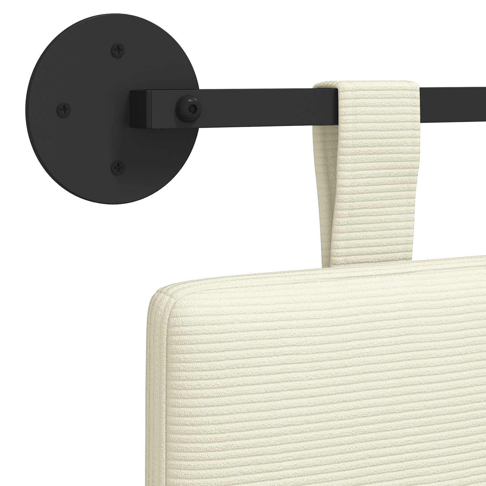 Tête de lit suspendue Crème Tissu en velours côtelé - XIOS