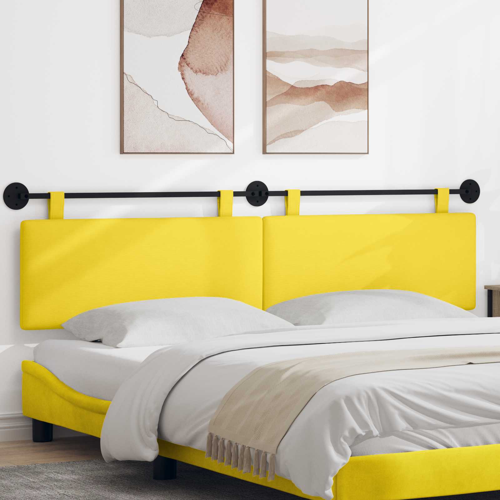 Tête de lit suspendue Jaune clair Tissu en velours côtelé - XIOS