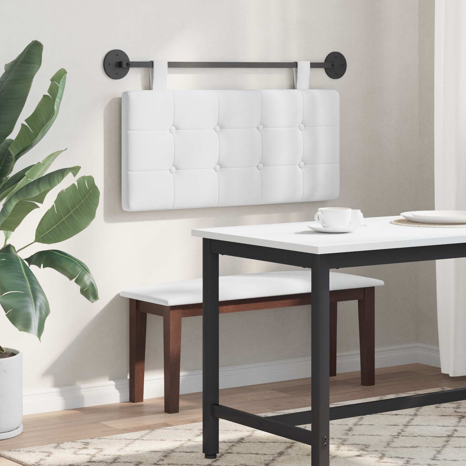 Tête de lit suspendue Montage mural Blanc 100 x 55 x 5 cm tissu - XIOS