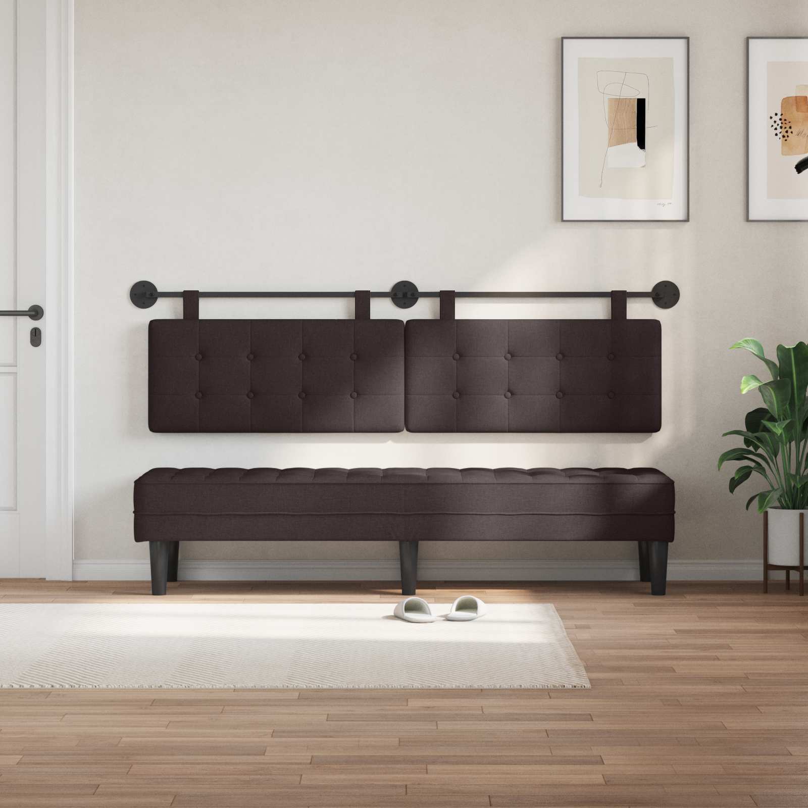 Tête de lit suspendue Marron foncé tissu - XIOS