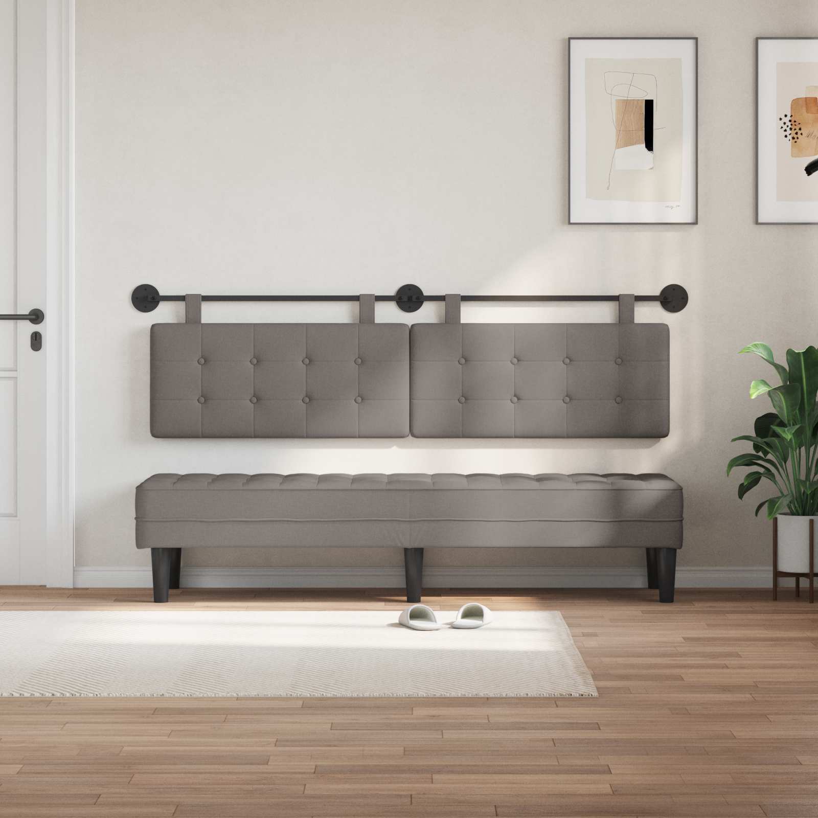 Tête de lit suspendue Taupe Tissu - XIOS