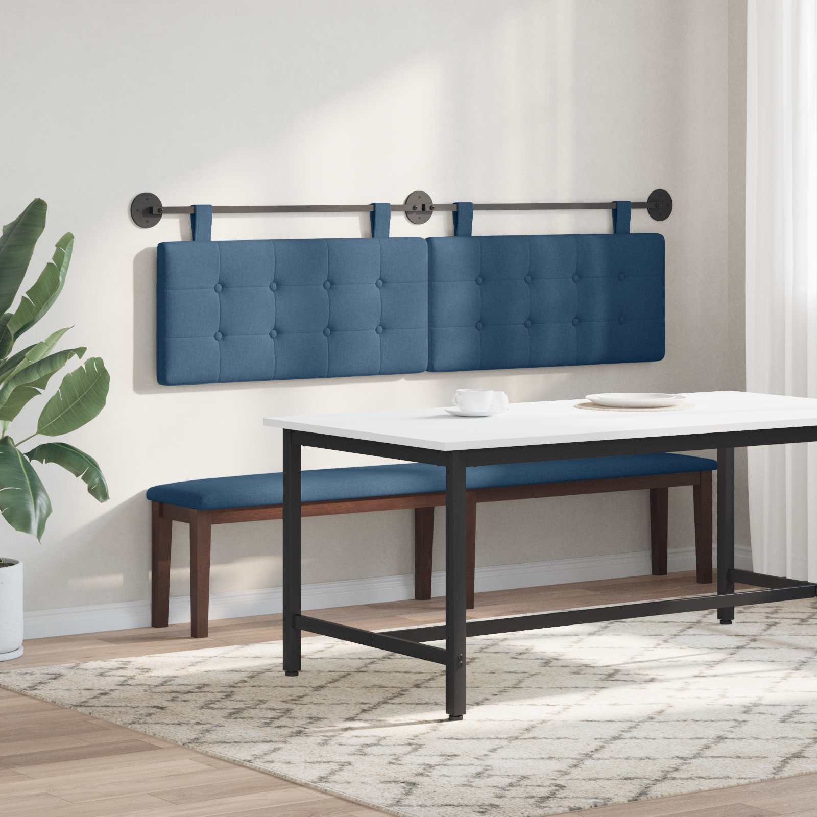Tête de lit suspendue Montage mural Bleu 190 x 55 x 5 cm tissu - XIOS