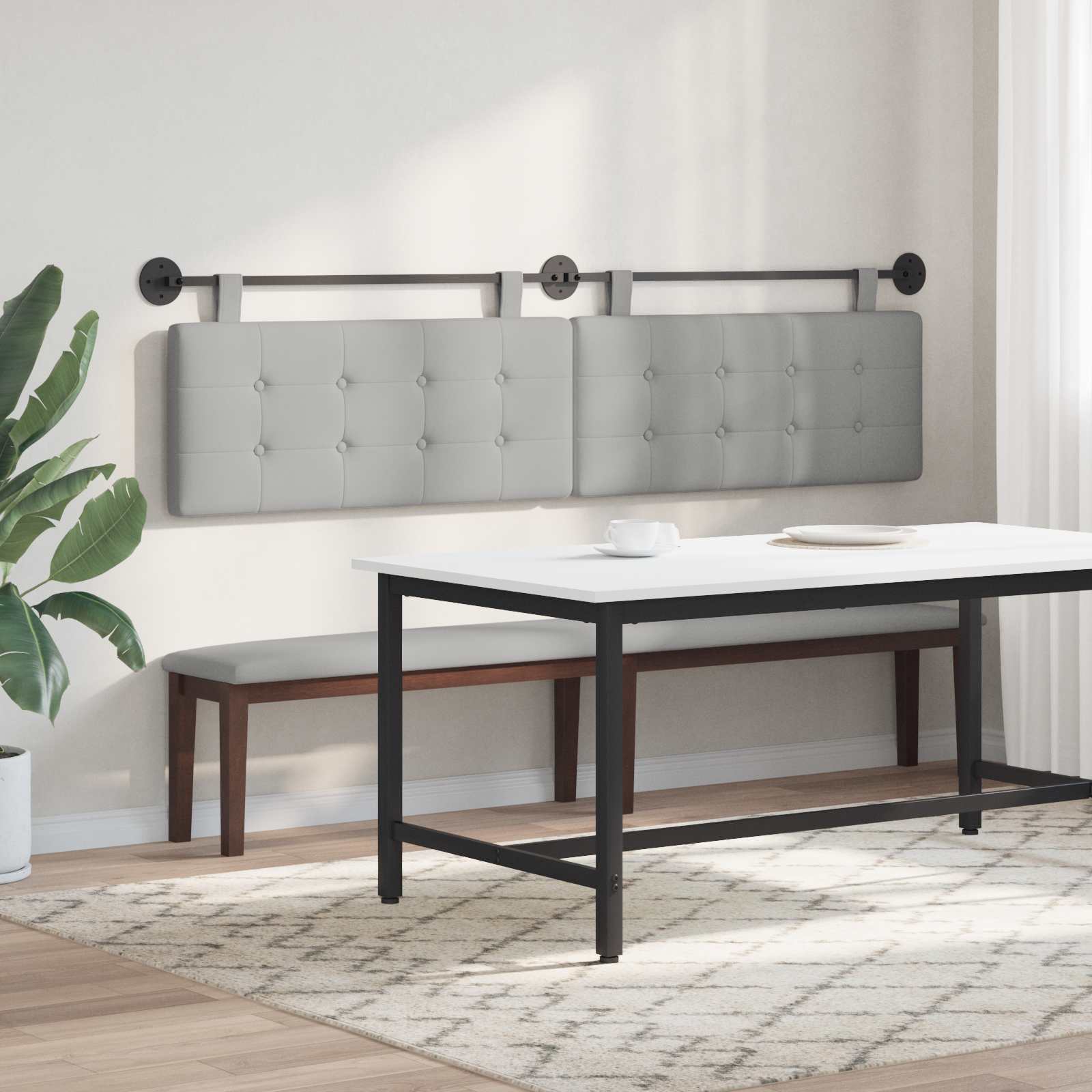 Tête de lit suspendue Gris nuage tissu - XIOS