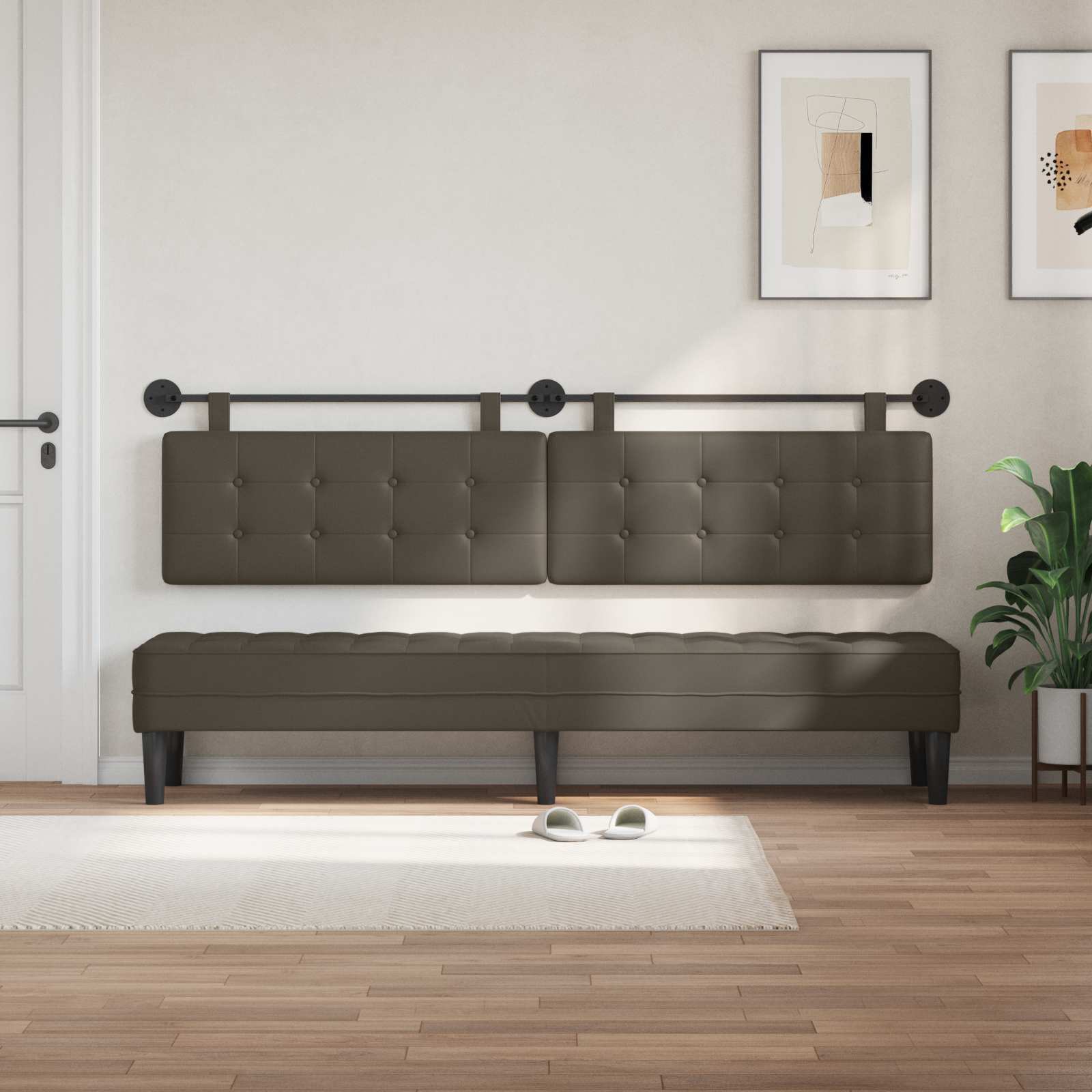 Tête de lit suspendue Gris 210 x 55 x 5 cm Simili cuir - XIOS