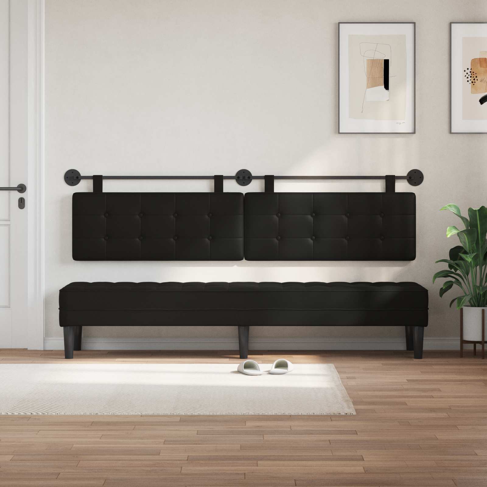 Tête de lit suspendue Noir Simili cuir - XIOS