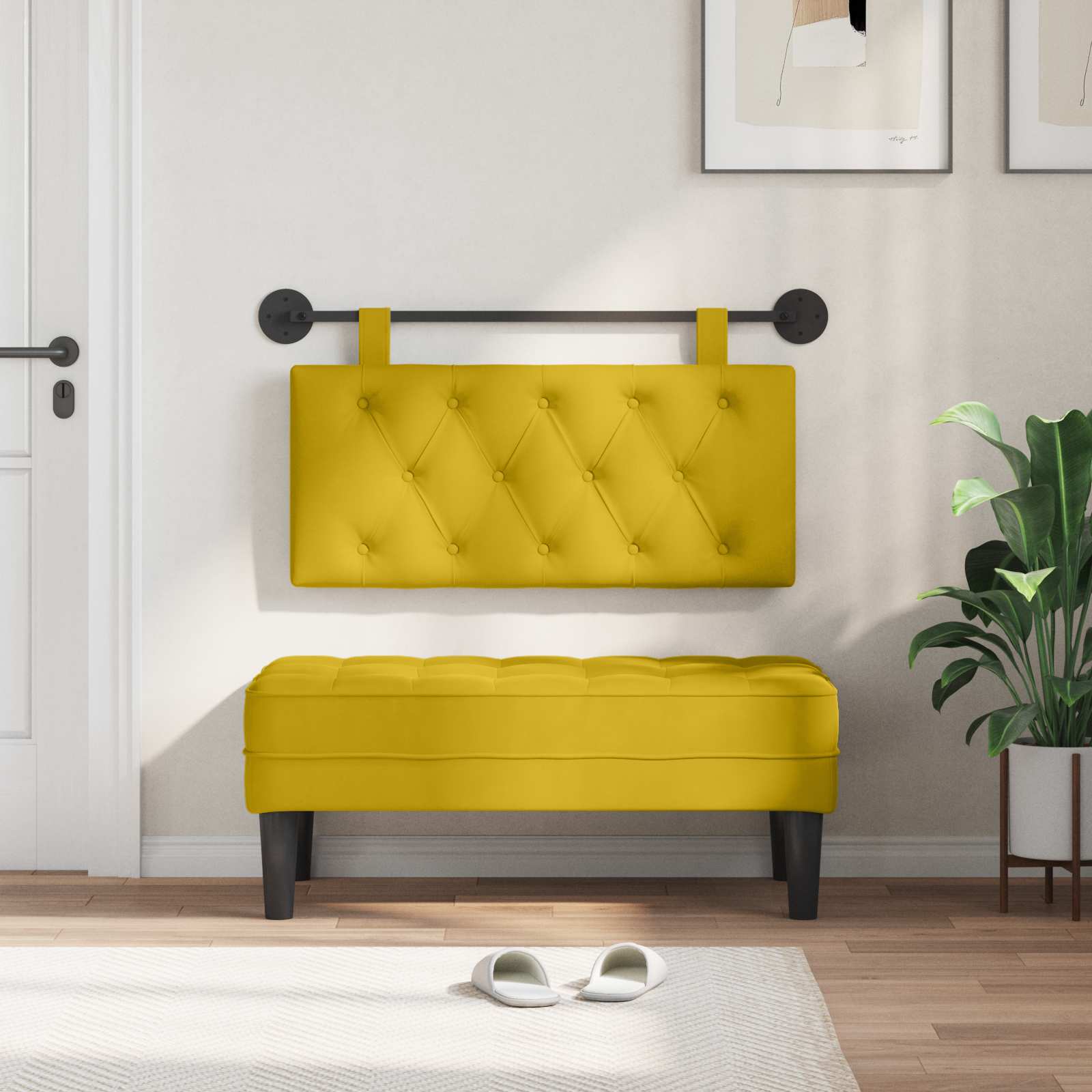 Tête de lit suspendue Jaune Velours - XIOS