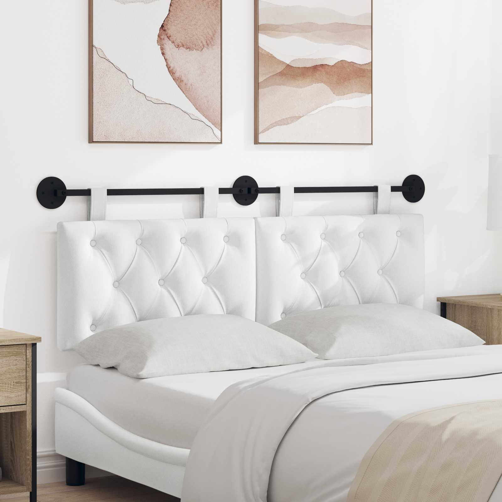 Tête de lit suspendue Montage mural Blanc 150 x 55 x 7 cm tissu - XIOS