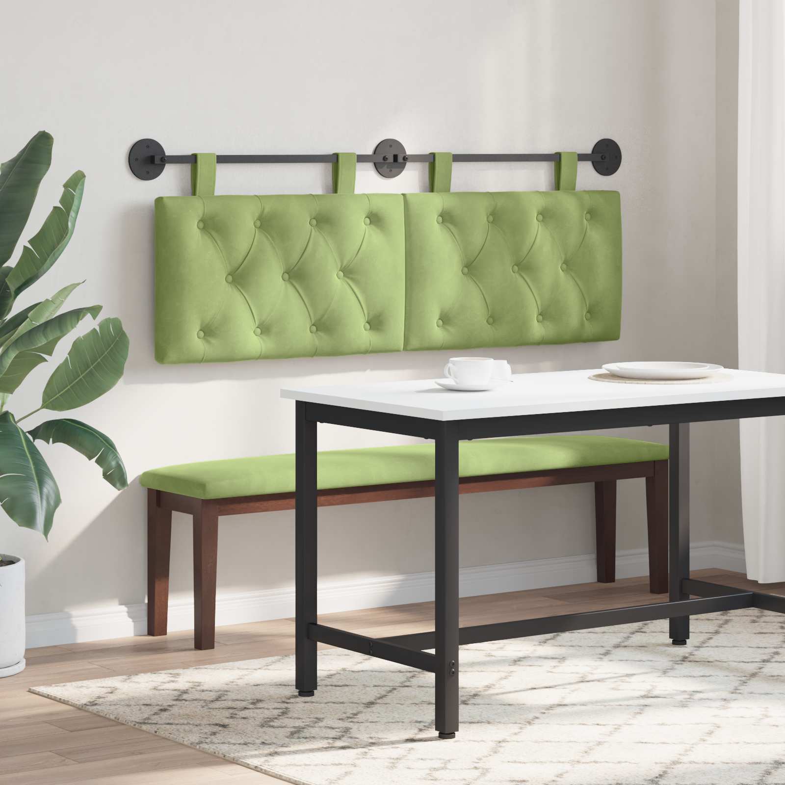 Tête de lit suspendue Avec lumière LED Vert clair Velours - XIOS