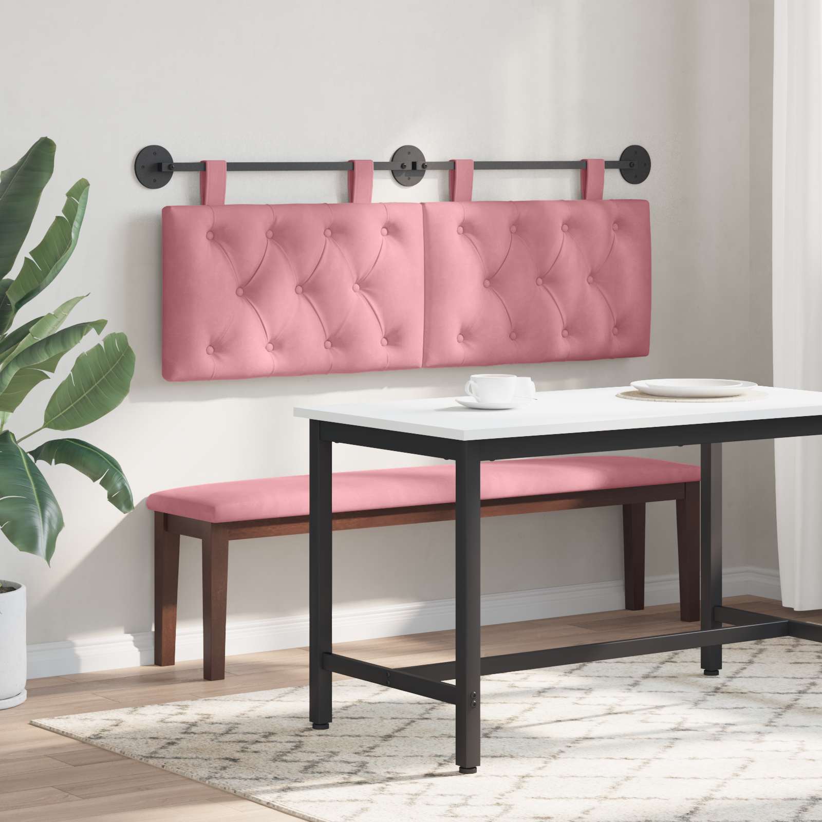 Tête de lit suspendue Avec lumière LED Rose Velours - XIOS