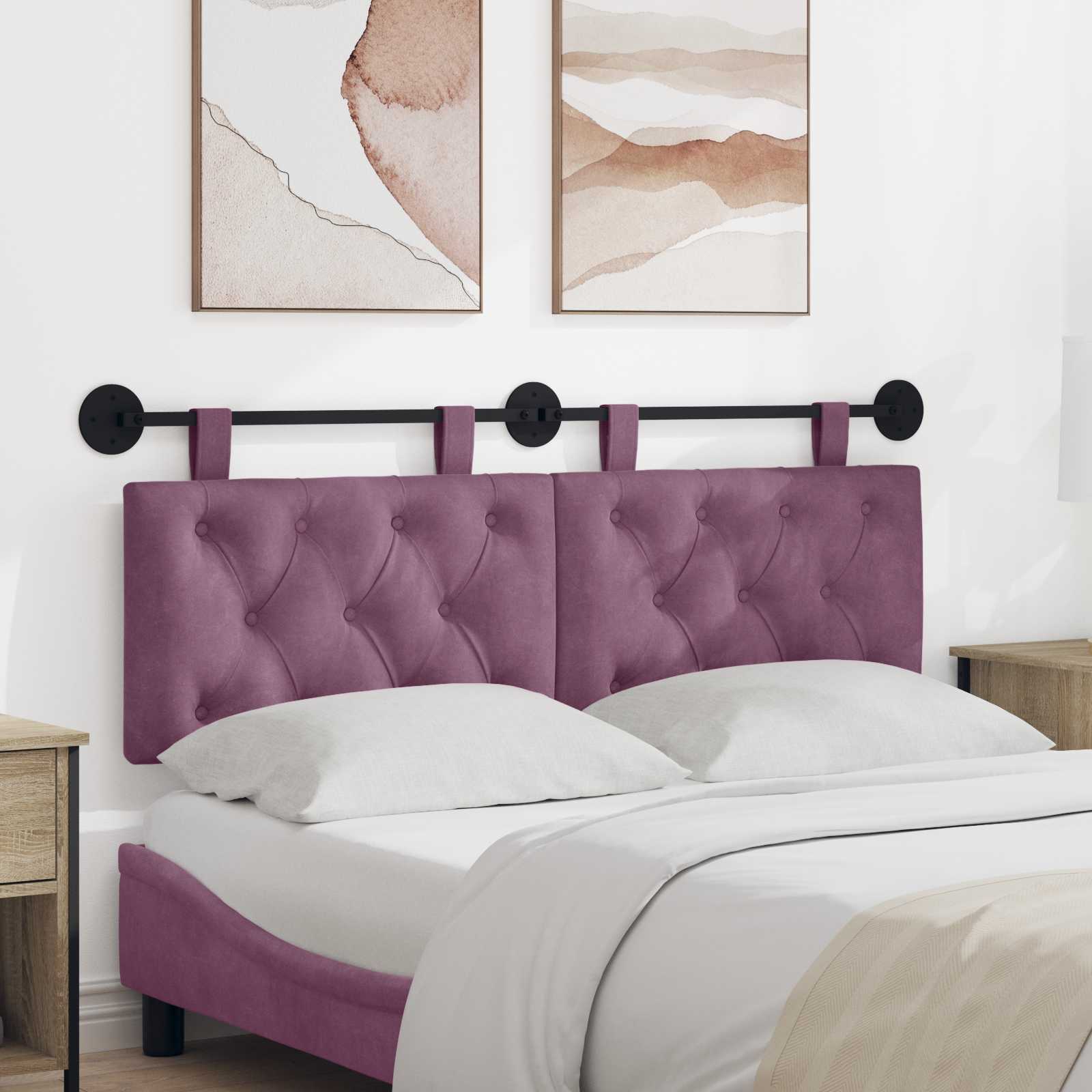 Tête de lit suspendue Avec lumière LED Pourpre Velours - XIOS