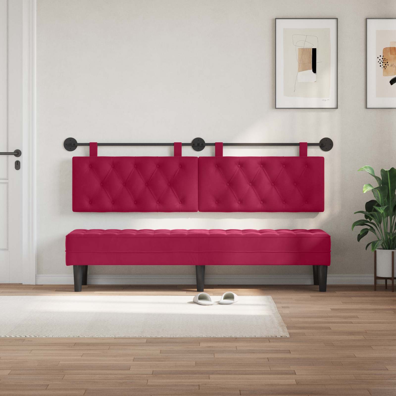 Tête de lit suspendue Avec lumière LED Bordeaux Velours - XIOS