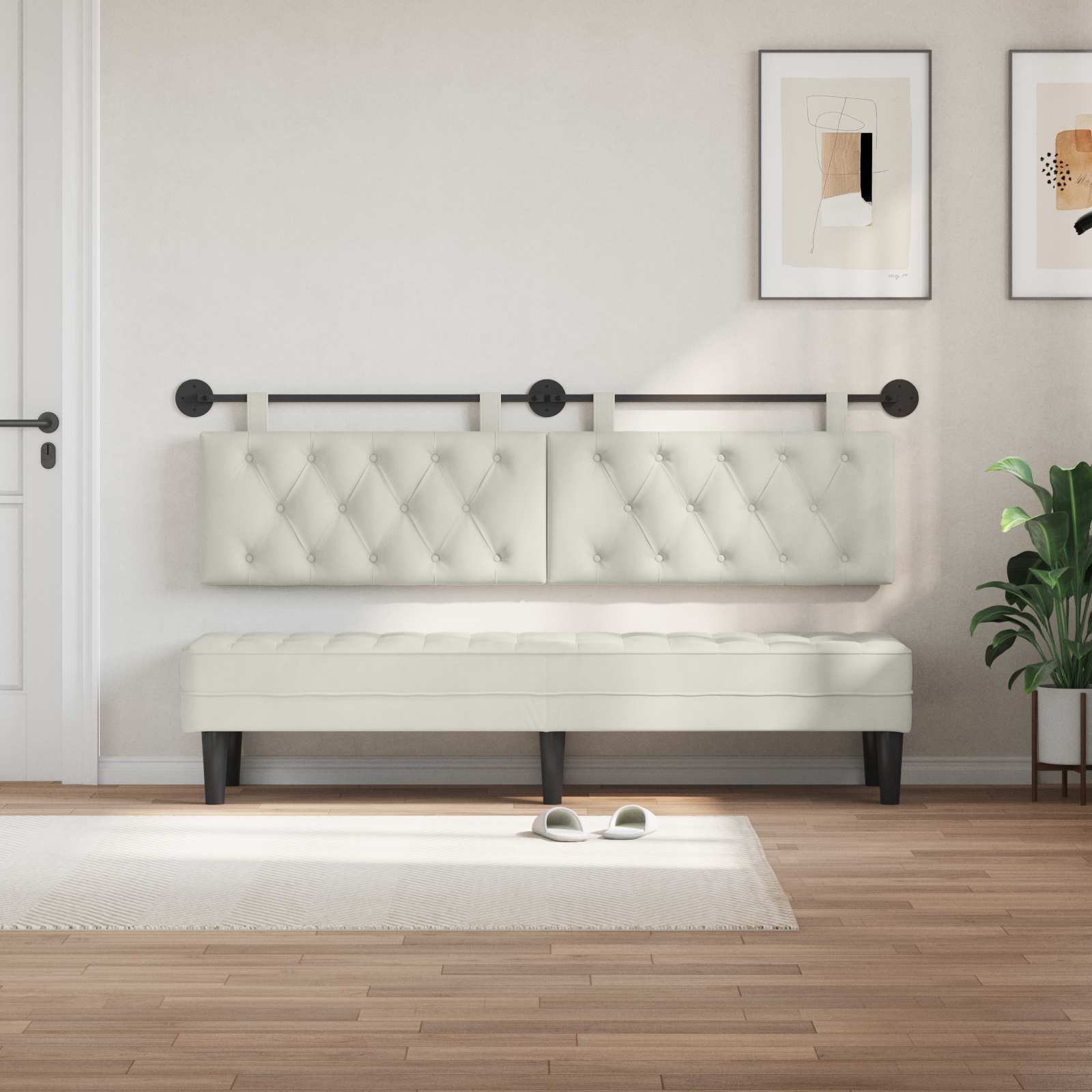 Tête de lit suspendue Crème Velours - XIOS