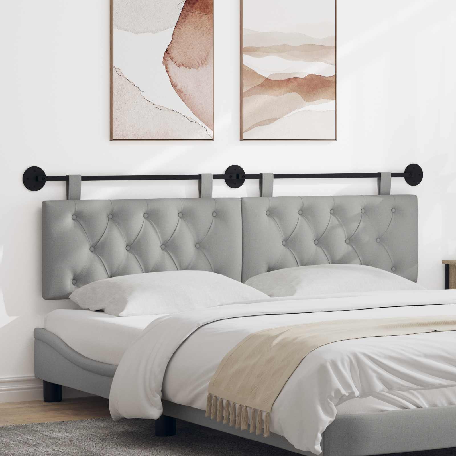 Tête de lit suspendue Gris nuage 190 x 55 x 7 cm tissu - XIOS