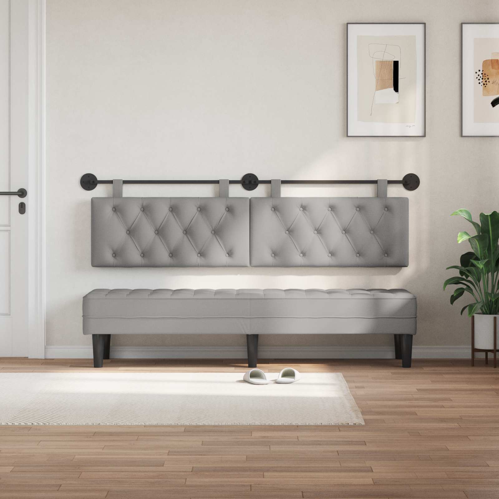 Tête de lit suspendue Gris nuage 190 x 55 x 7 cm tissu - XIOS