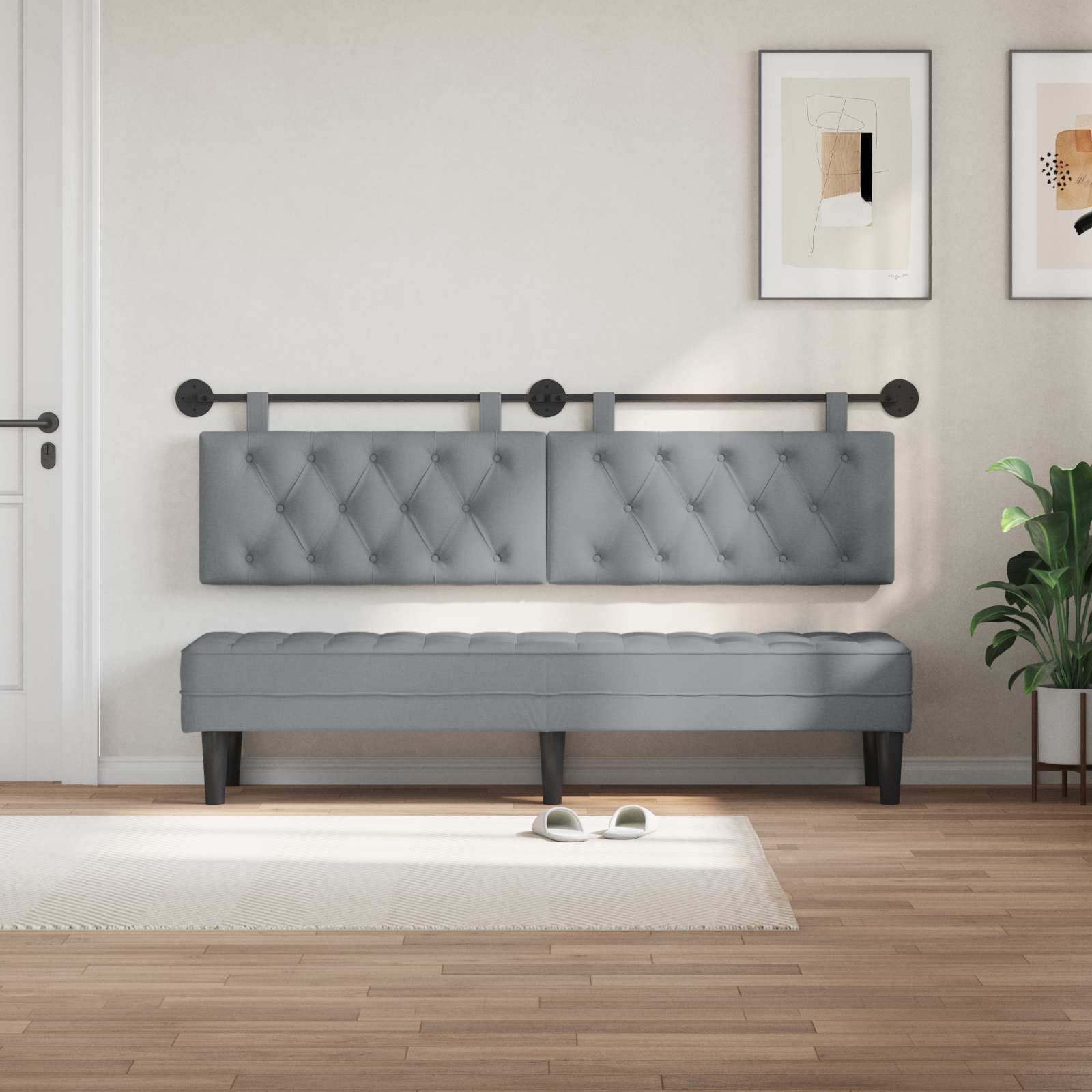 Tête de lit suspendue Gris clair 190 x 55 x 7 cm tissu - XIOS