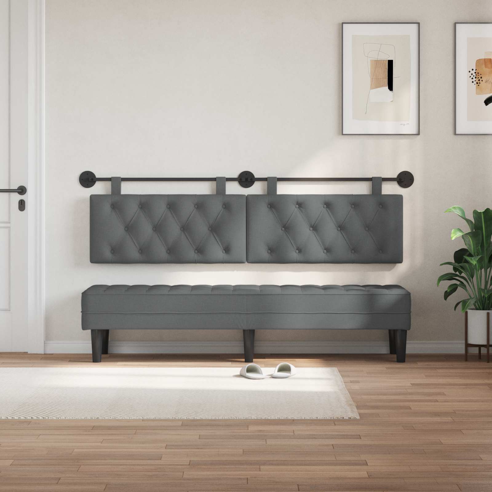Tête de lit suspendue Gris foncé 190 x 55 x 7 cm tissu - XIOS