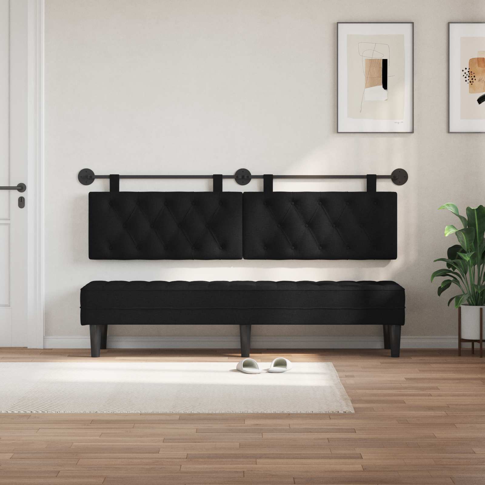 Tête de lit suspendue Noir Tissu - XIOS