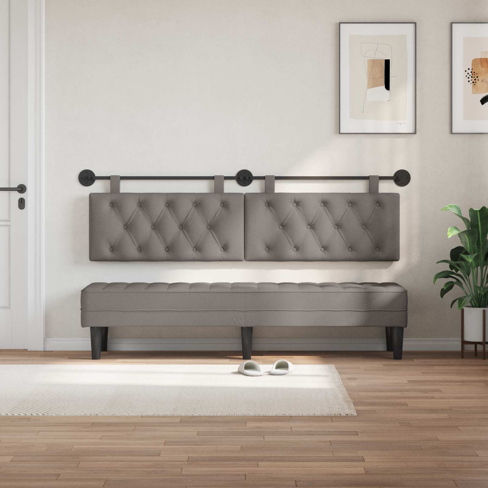Tête de lit suspendue Taupe Tissu - XIOS