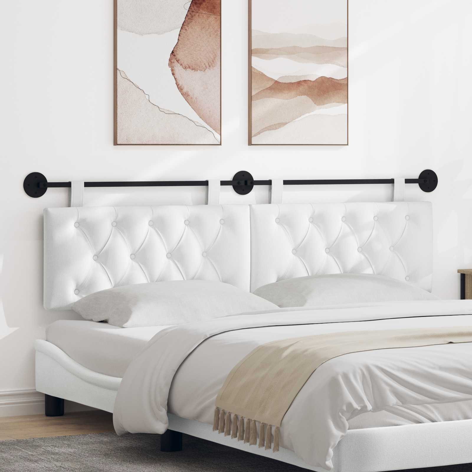 Tête de lit suspendue Montage mural Blanc 190 x 55 x 7 cm tissu - XIOS