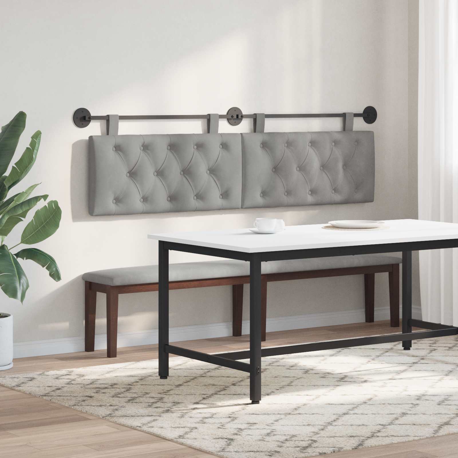Tête de lit suspendue Gris clair Velours - XIOS