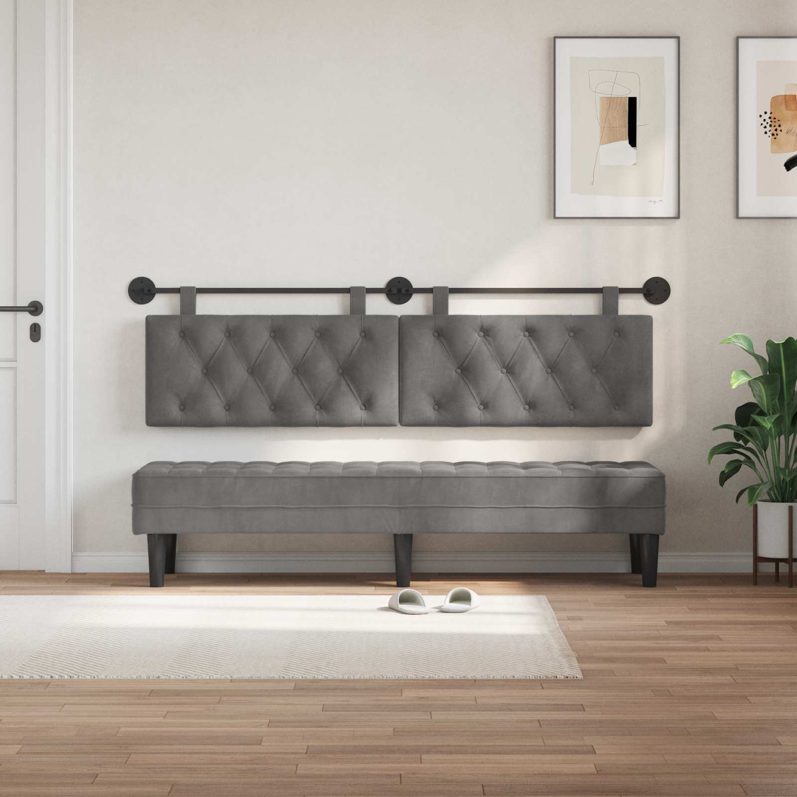 Tête de lit suspendue Gris foncé Velours - XIOS