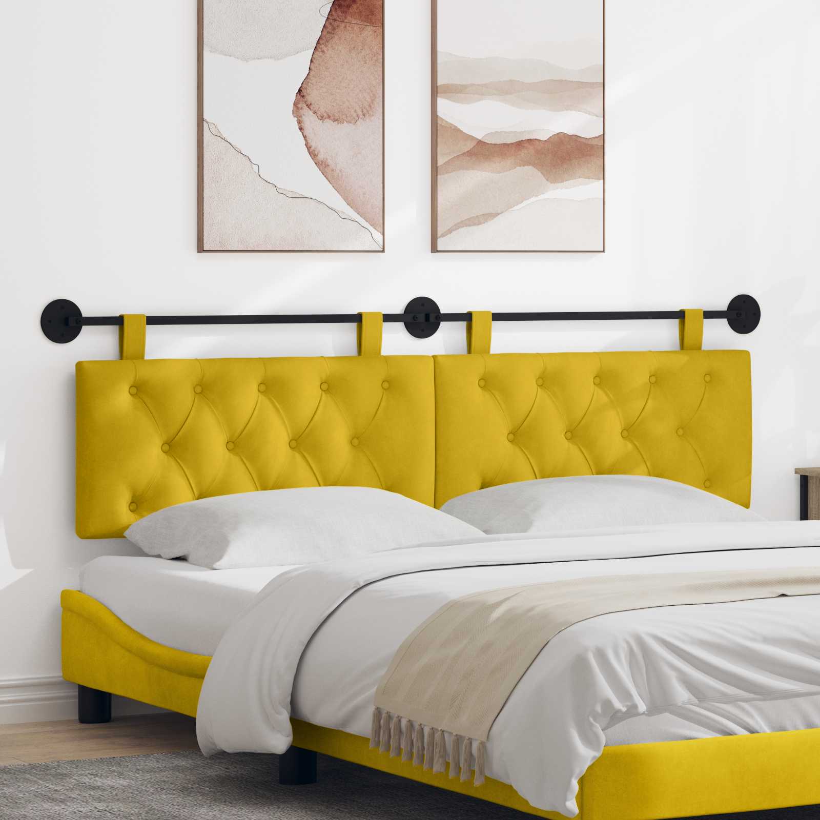 Tête de lit suspendue Jaune Velours - XIOS