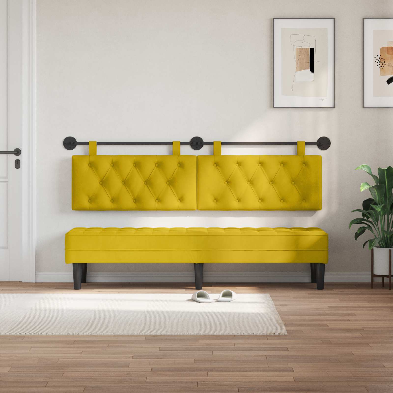 Tête de lit suspendue Jaune Velours - XIOS