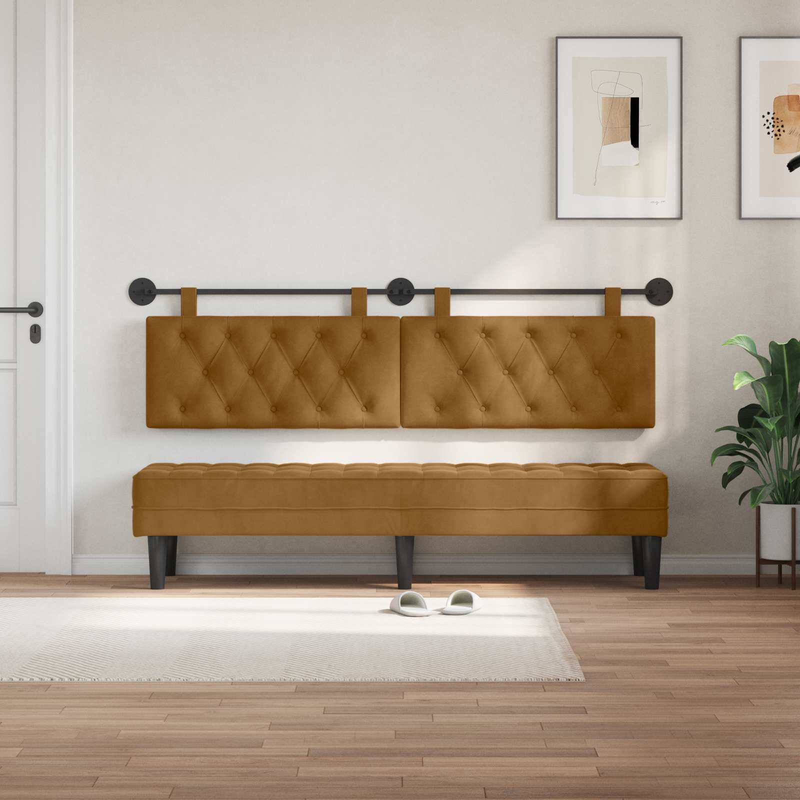 Tête de lit suspendue Marron 190 x 55 x 7 cm Velours - XIOS