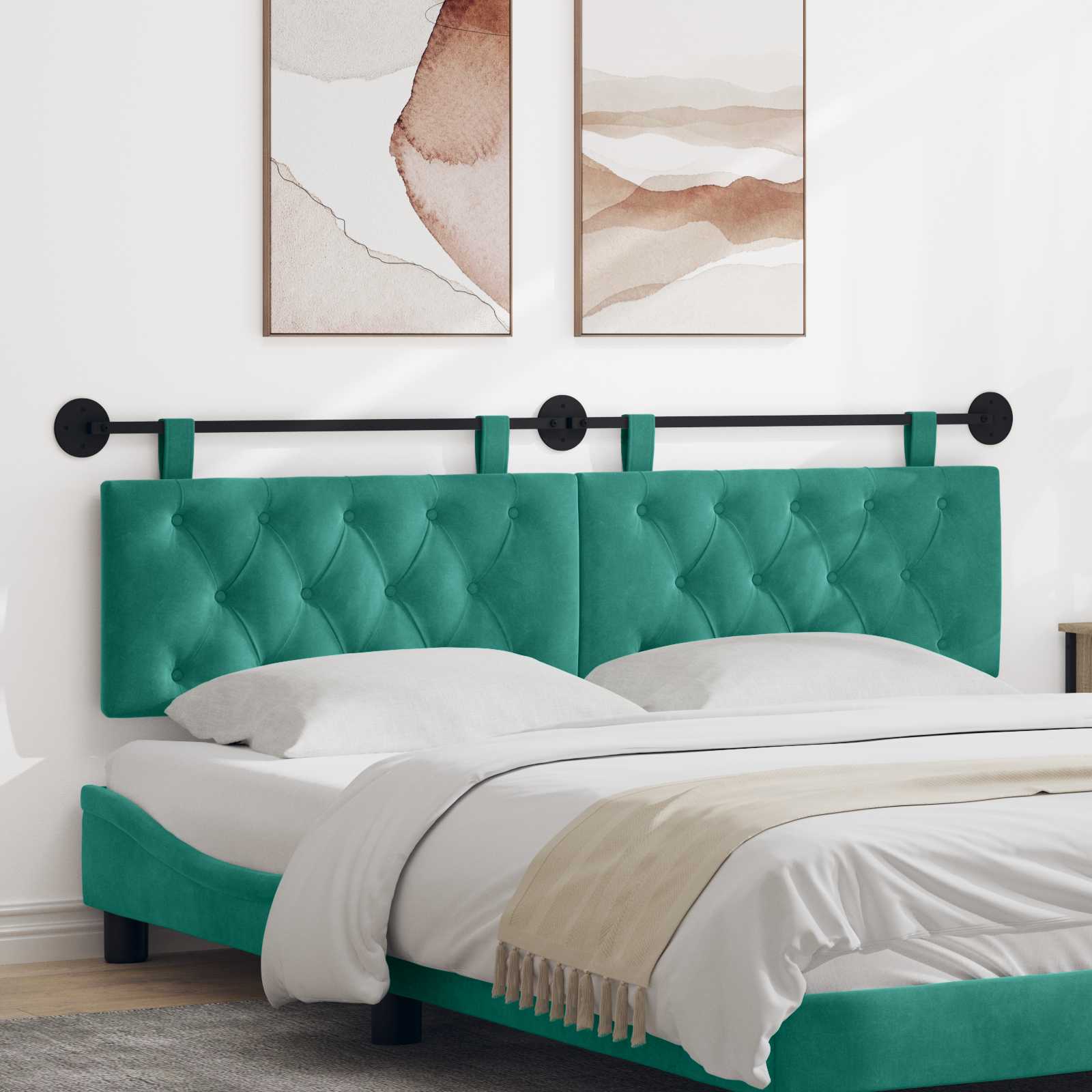 Tête de lit suspendue Turquoise Velours - XIOS