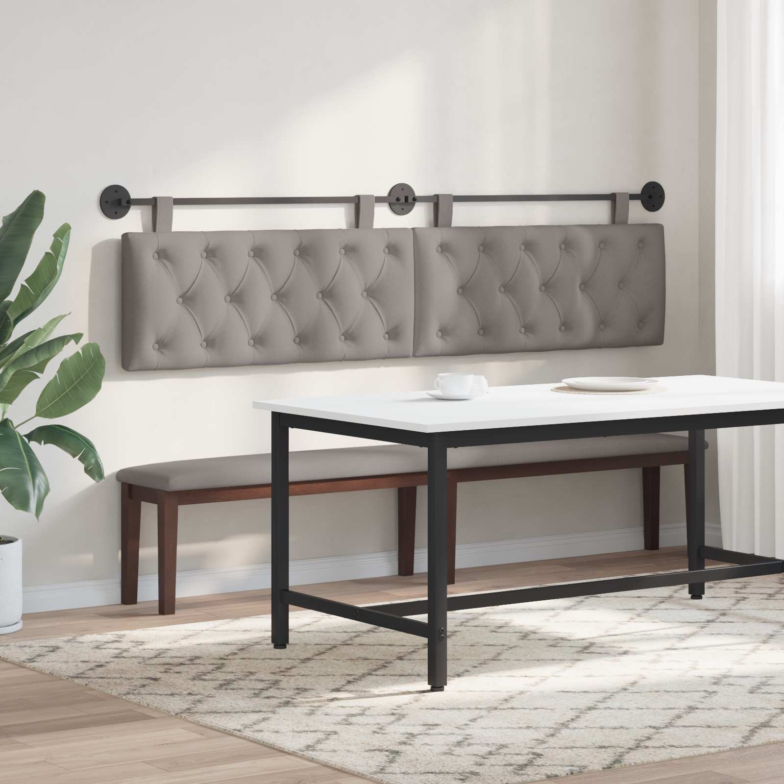 Tête de lit suspendue Taupe Tissu - XIOS