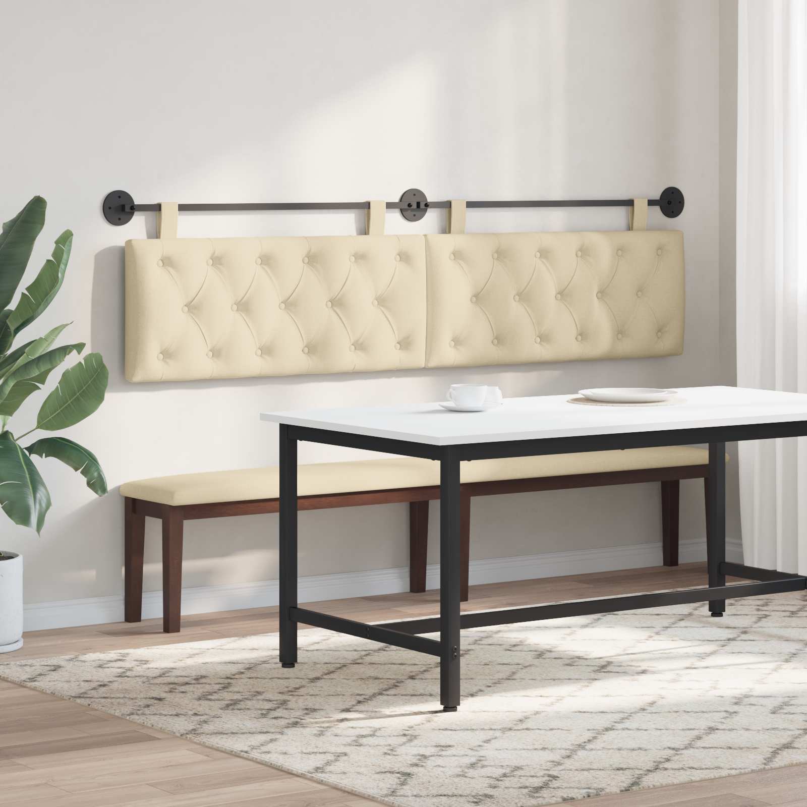 Tête de lit suspendue Montage mural Crème 210 x 55 x 7 cm tissu - XIOS