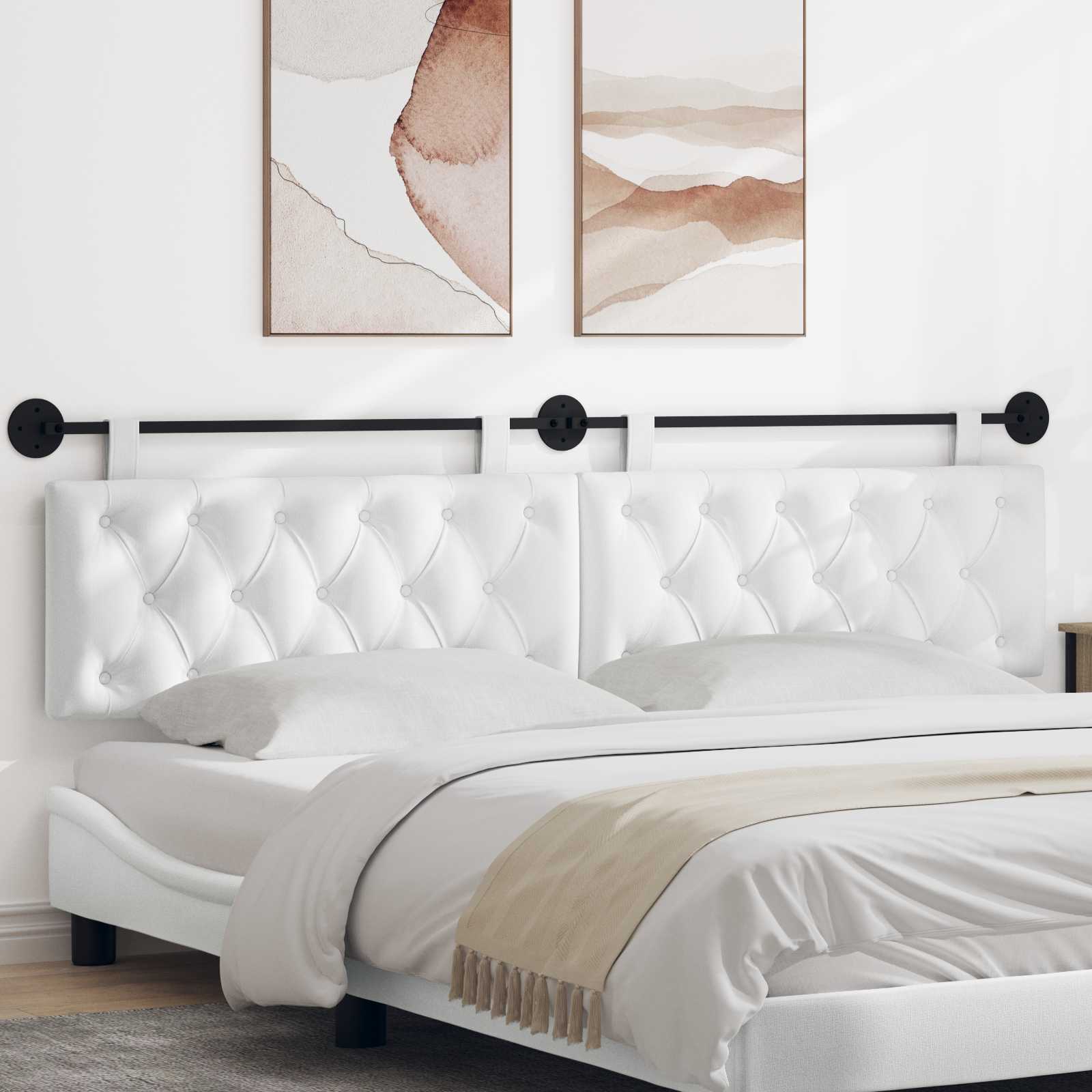 Tête de lit suspendue Montage mural Blanc 210 x 55 x 7 cm tissu - XIOS