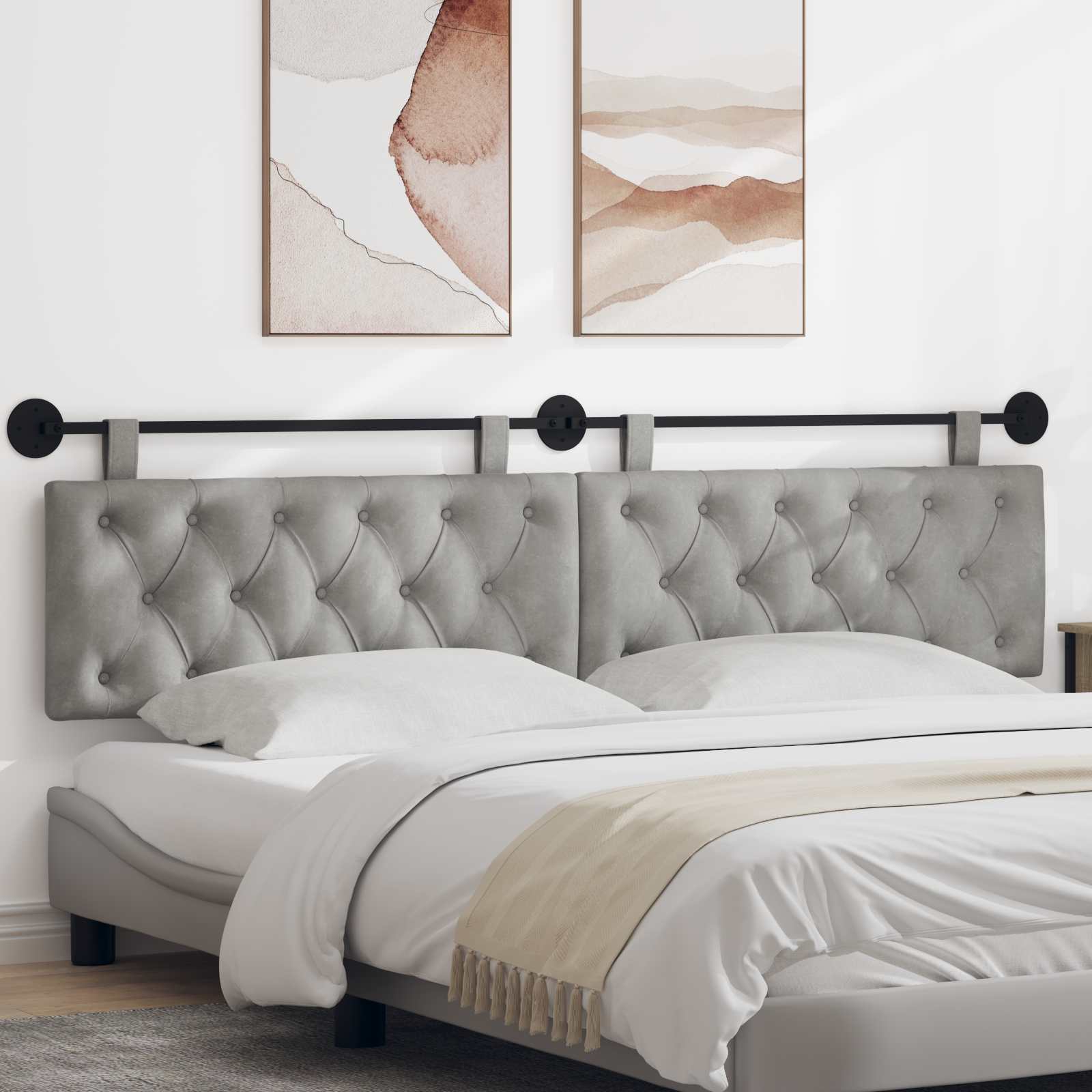 Tête de lit suspendue Gris clair Velours - XIOS
