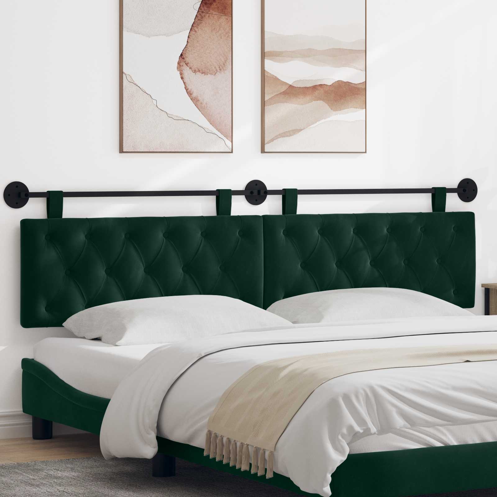 Tête de lit suspendue Vert foncé 210 x 55 x 7 cm Velours - XIOS