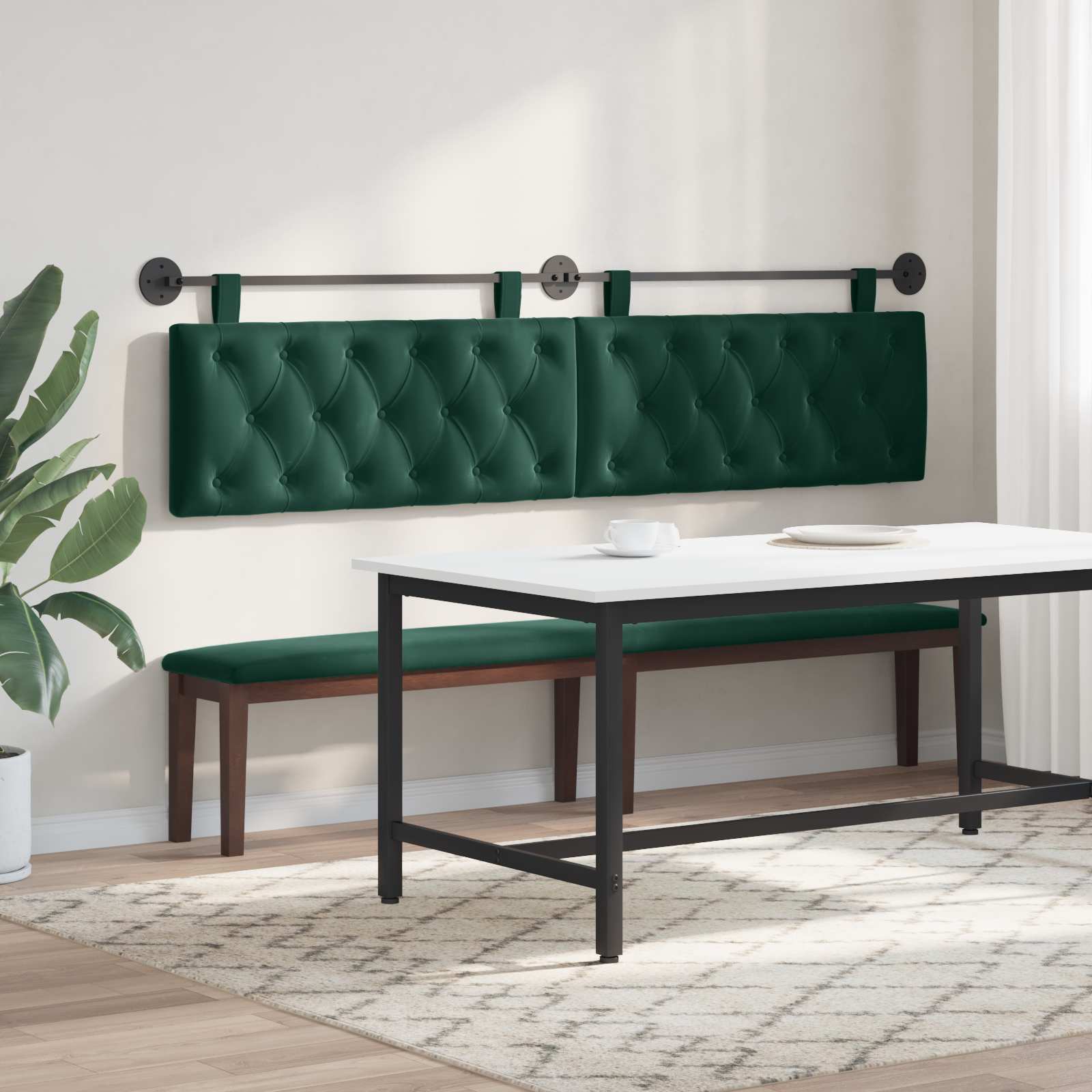 Tête de lit suspendue Vert foncé 210 x 55 x 7 cm Velours - XIOS