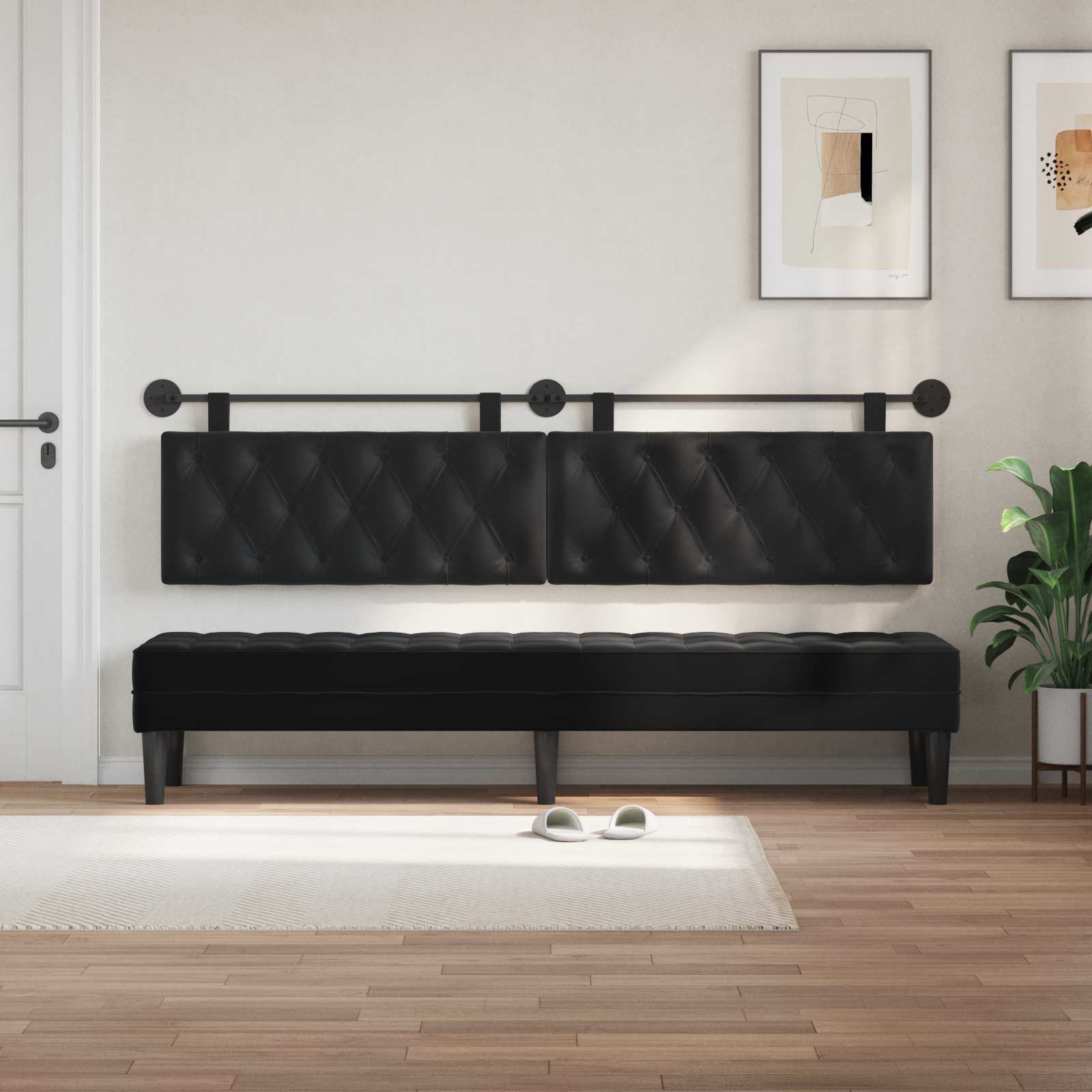 Tête de lit suspendue Noir 210 x 55 x 7 cm Velours - XIOS