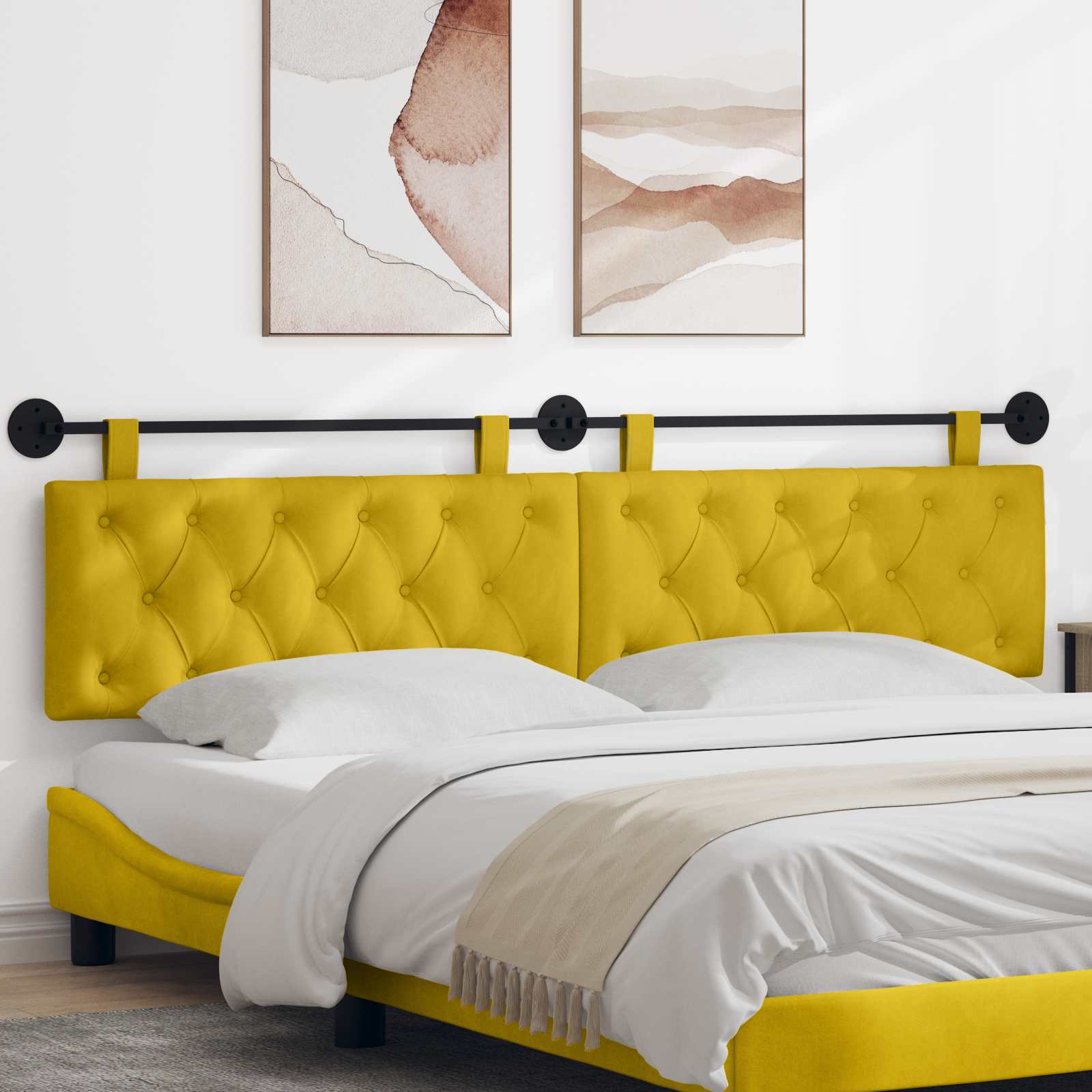 Tête de lit suspendue Jaune 210 x 55 x 7 cm Velours - XIOS