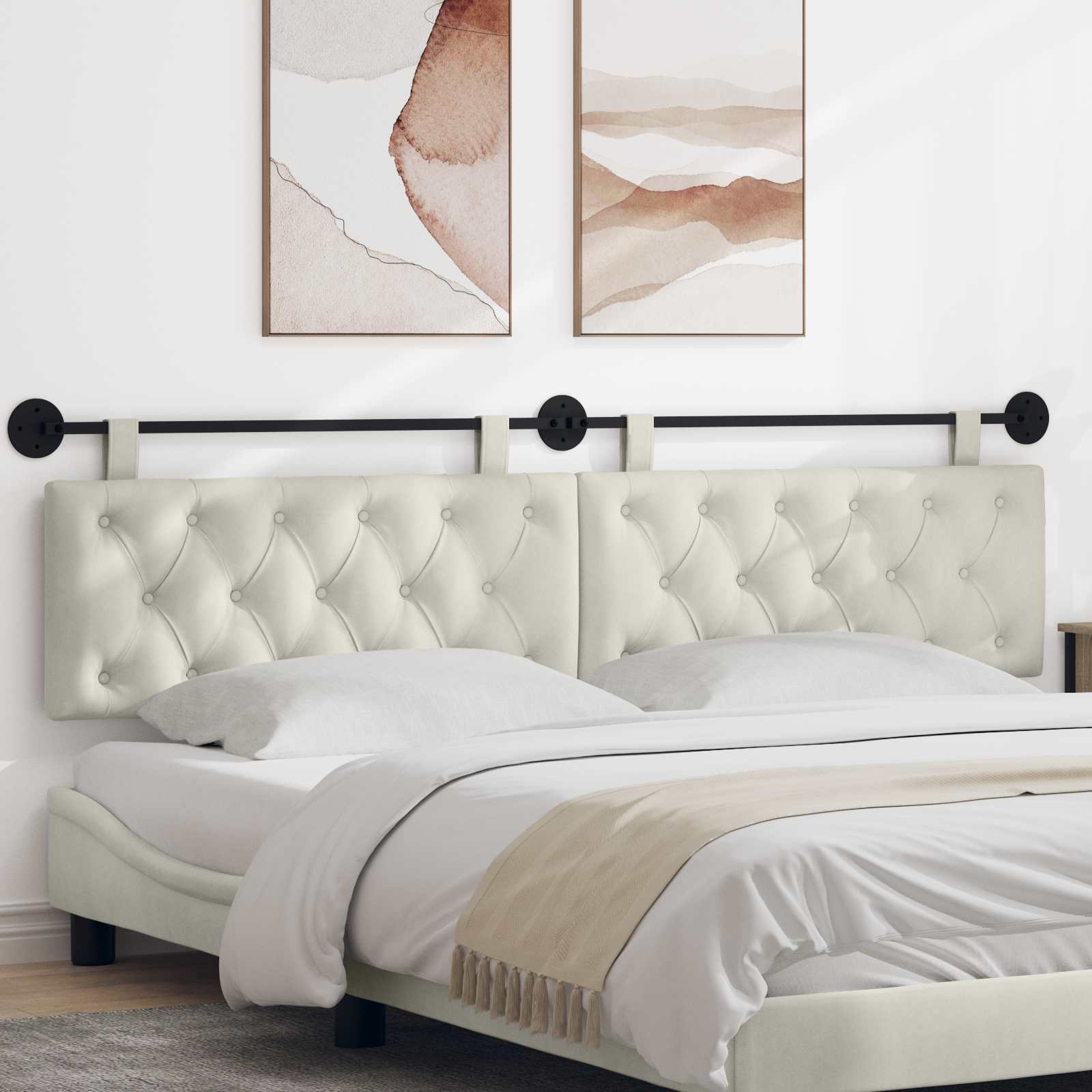 Tête de lit suspendue Crème Velours - XIOS
