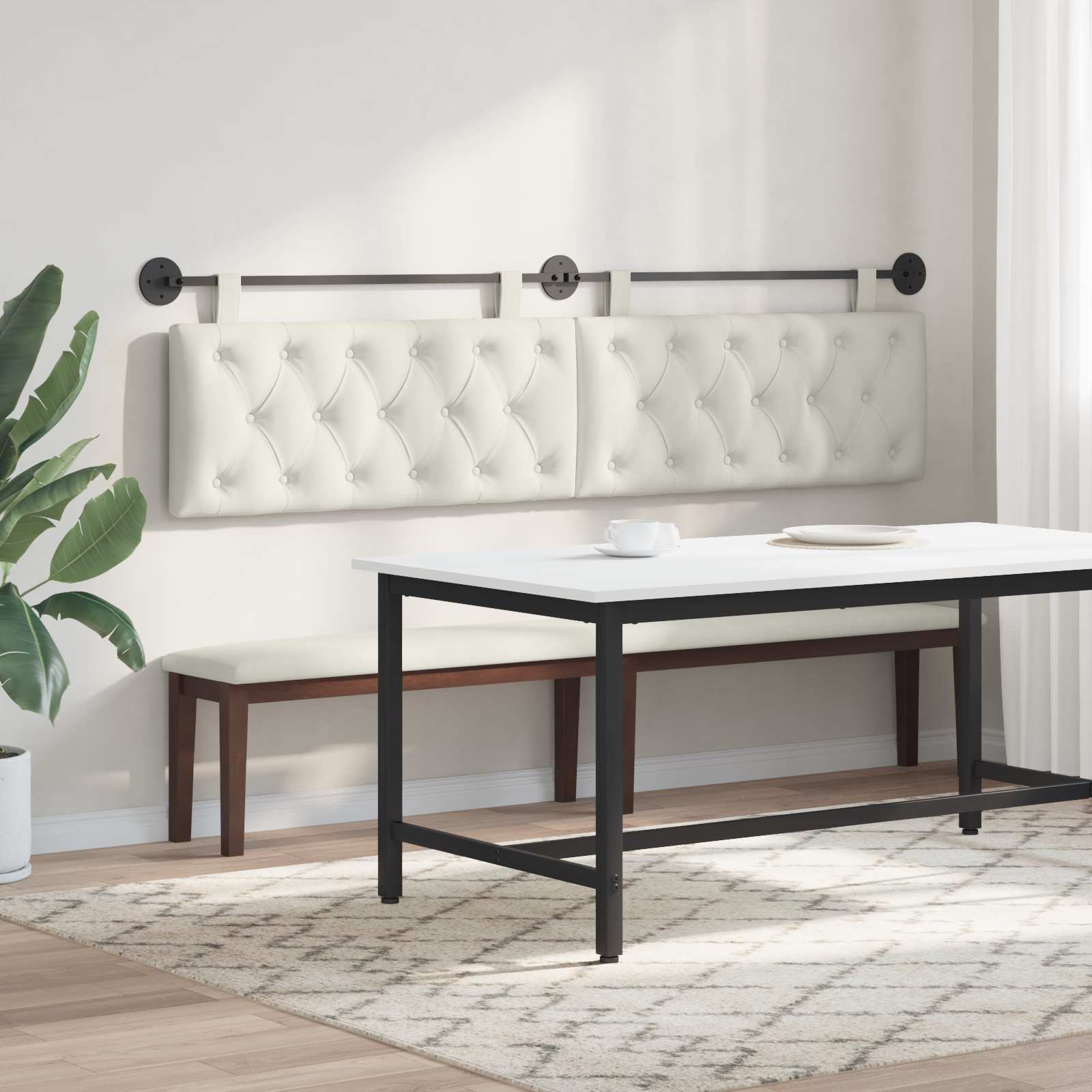 Tête de lit suspendue Crème Velours - XIOS
