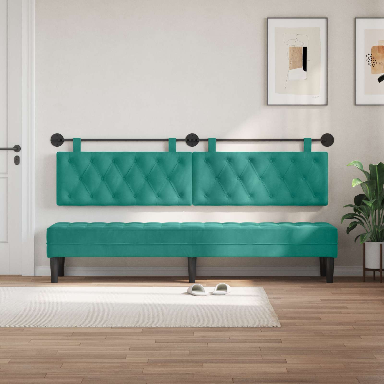 Tête de lit suspendue Turquoise Velours - XIOS