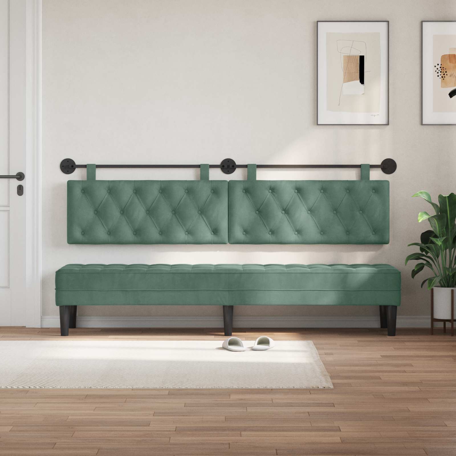 Tête de lit suspendue Vert Mer 210 x 55 x 7 cm Velours - XIOS