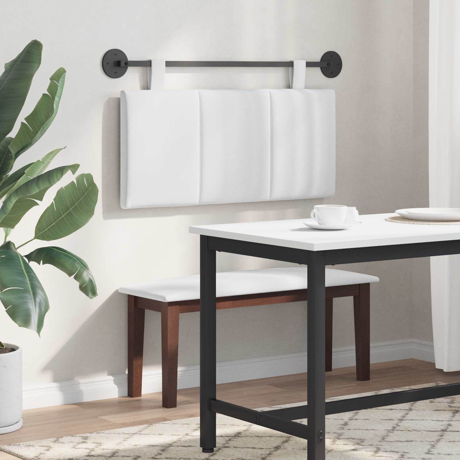 Tête de lit suspendue Montage mural Blanc 90 x 55 x 5 cm tissu - XIOS