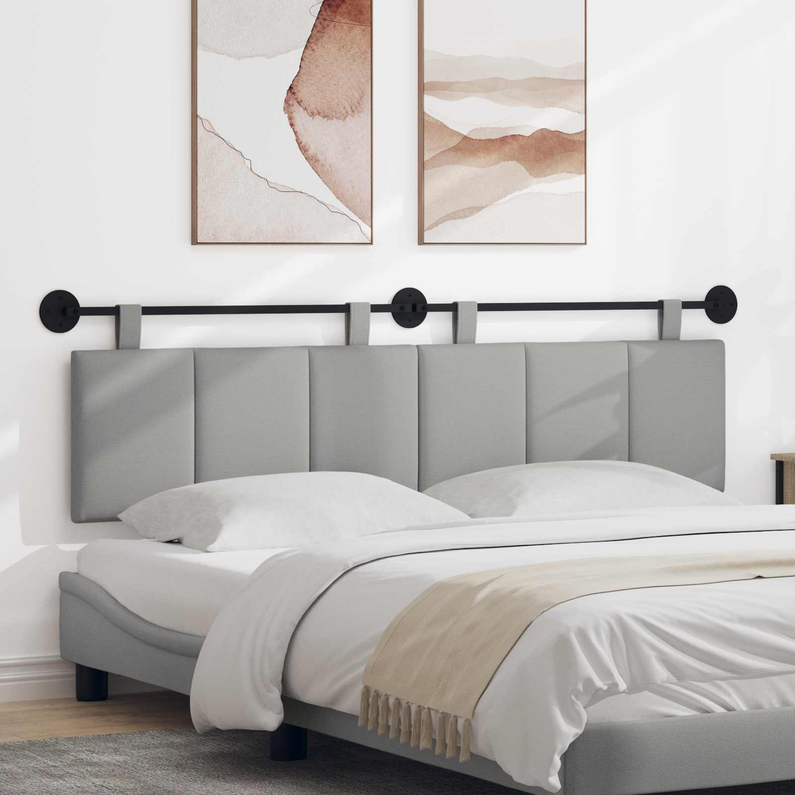 Tête de lit suspendue Gris nuage Tissu - XIOS