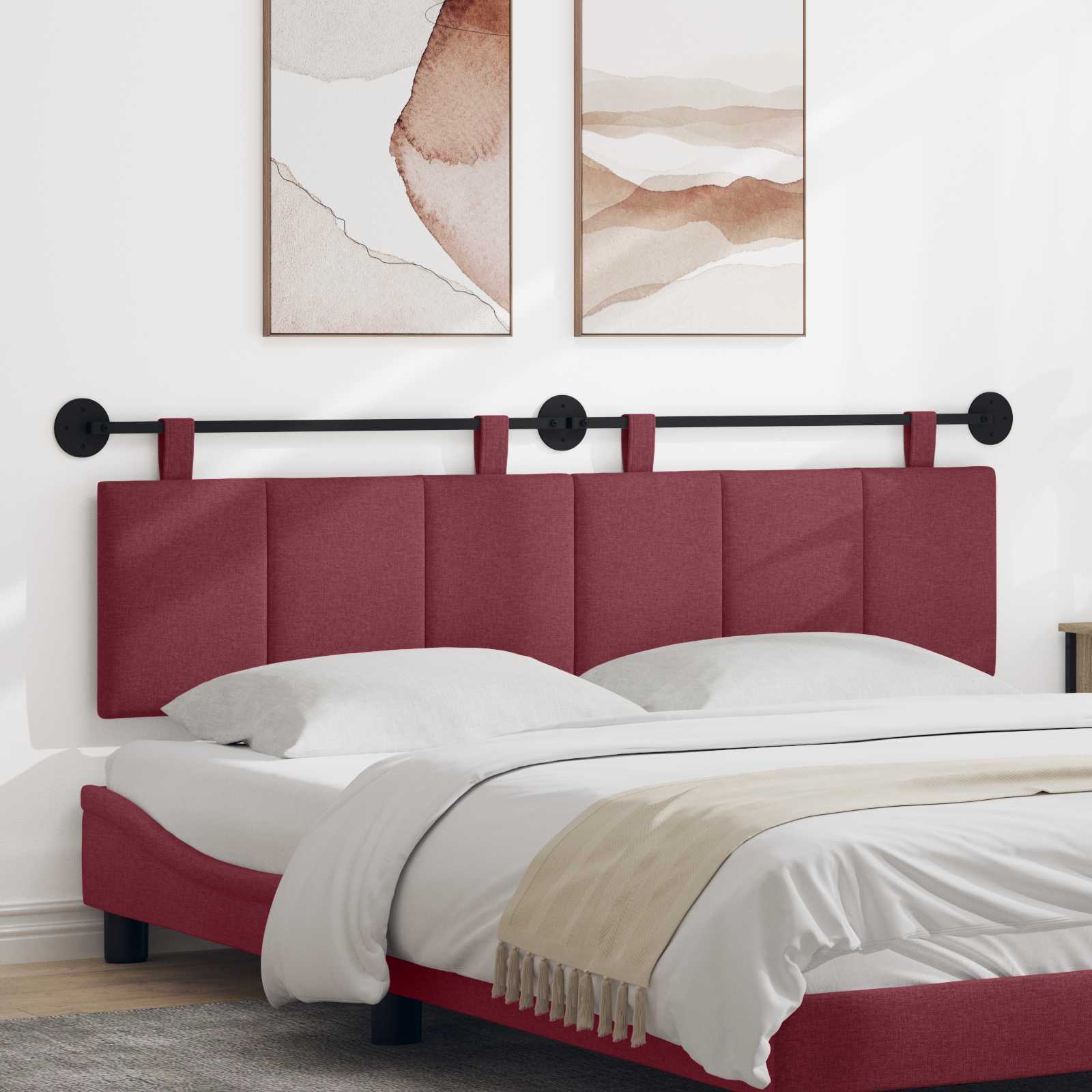 Tête de lit suspendue Rayé Bordeaux 190 x 55 x 5 cm tissu - XIOS