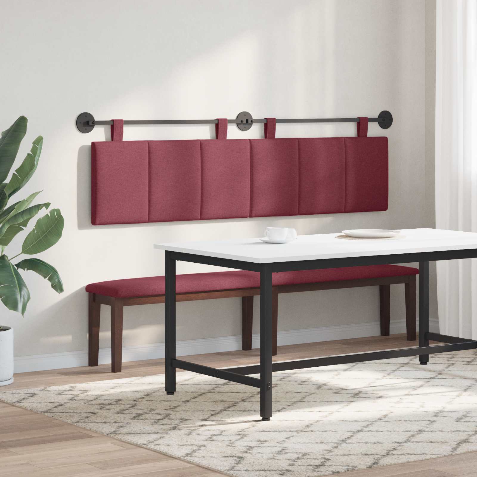 Tête de lit suspendue Rayé Bordeaux 190 x 55 x 5 cm tissu - XIOS
