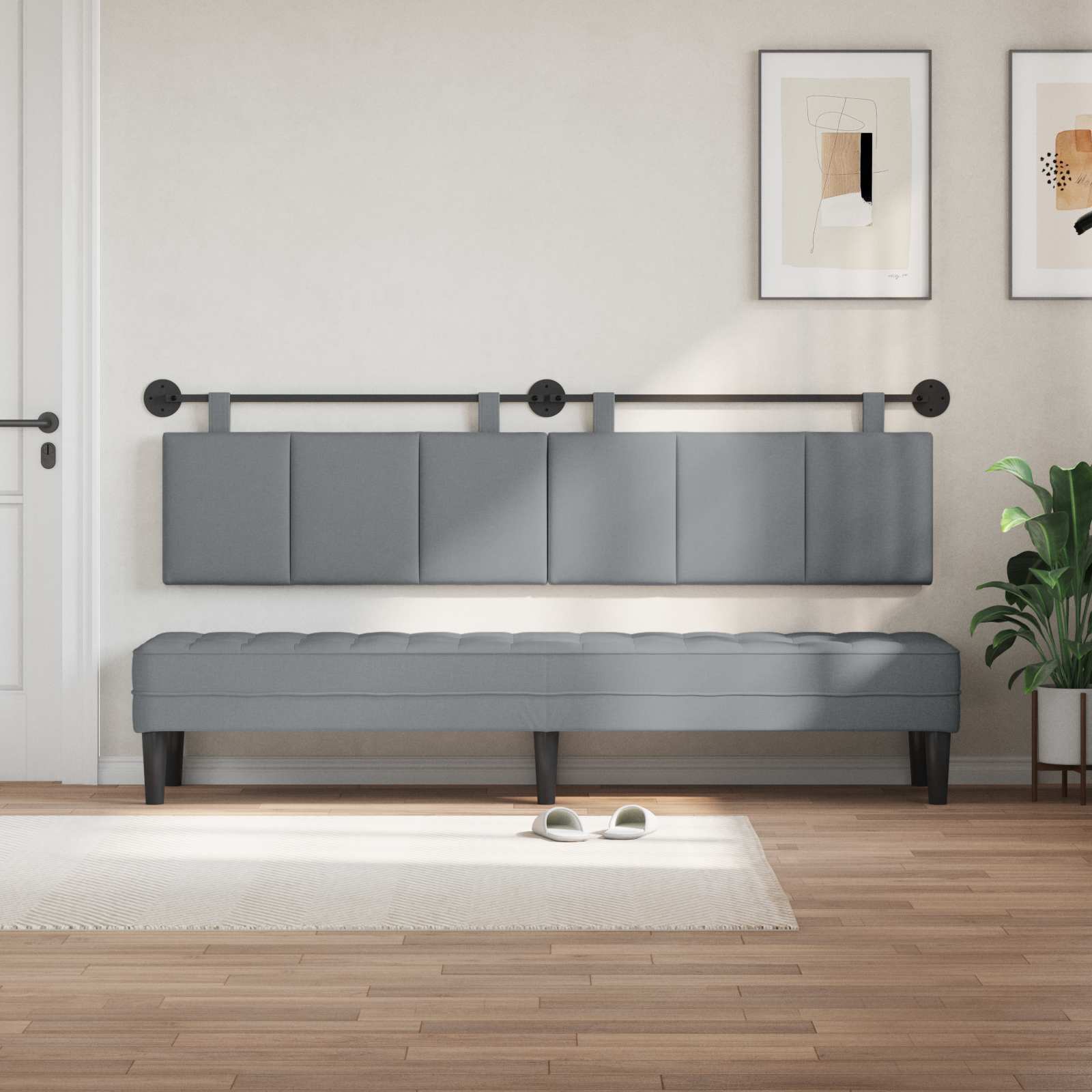 Tête de lit suspendue Gris clair Tissu - XIOS