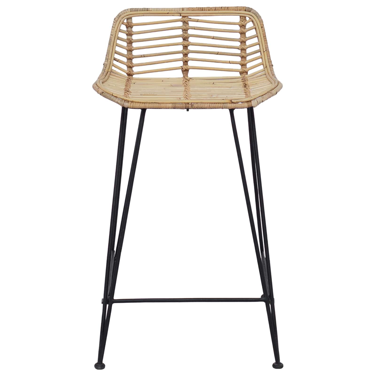 Tabouret de bar 2 pcs Naturel 44 x 45 x 76 cm Rattan et Acier - XIOS