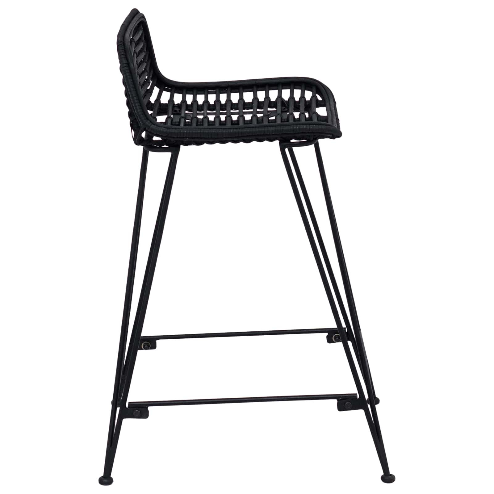 Tabouret de bar 2 pcs Noir 44 x 45 x 76 cm Rattan et Acier - XIOS