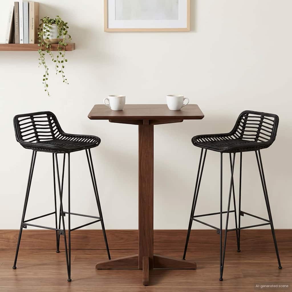 Tabouret de bar 2 pcs Noir 44 x 46 x 91 cm Rattan et Acier - XIOS